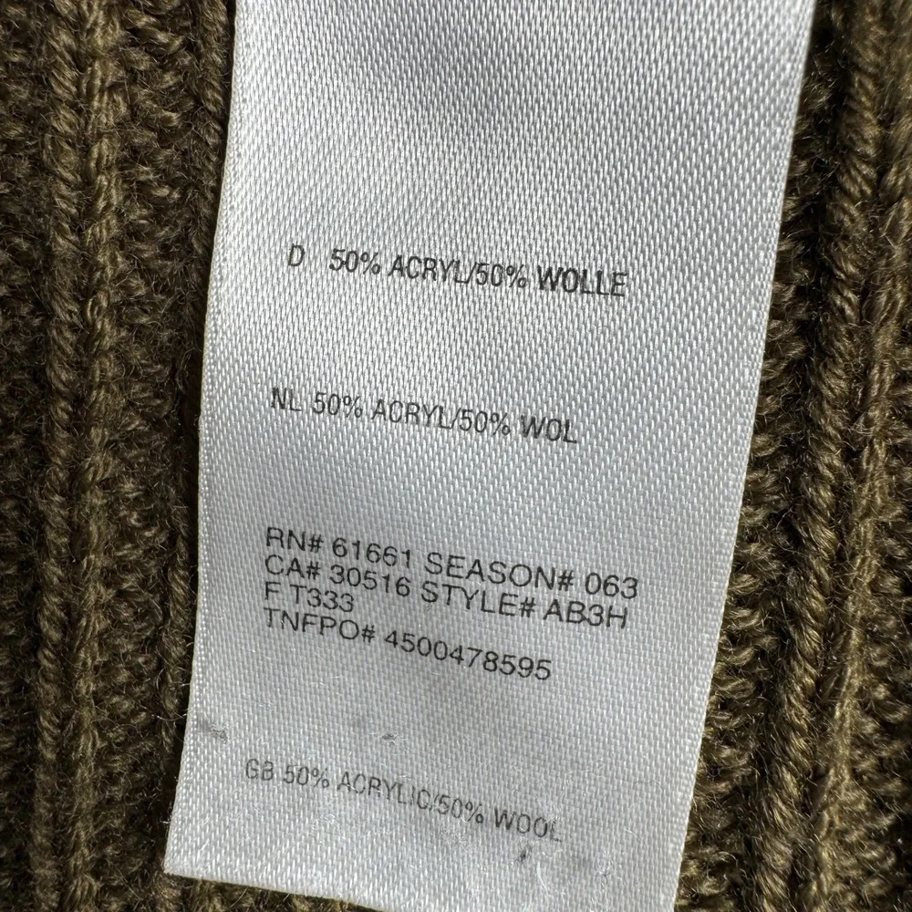 The North Face Full Zip Sweater Men M Green Striped Wool Blend A5 Series Hiking